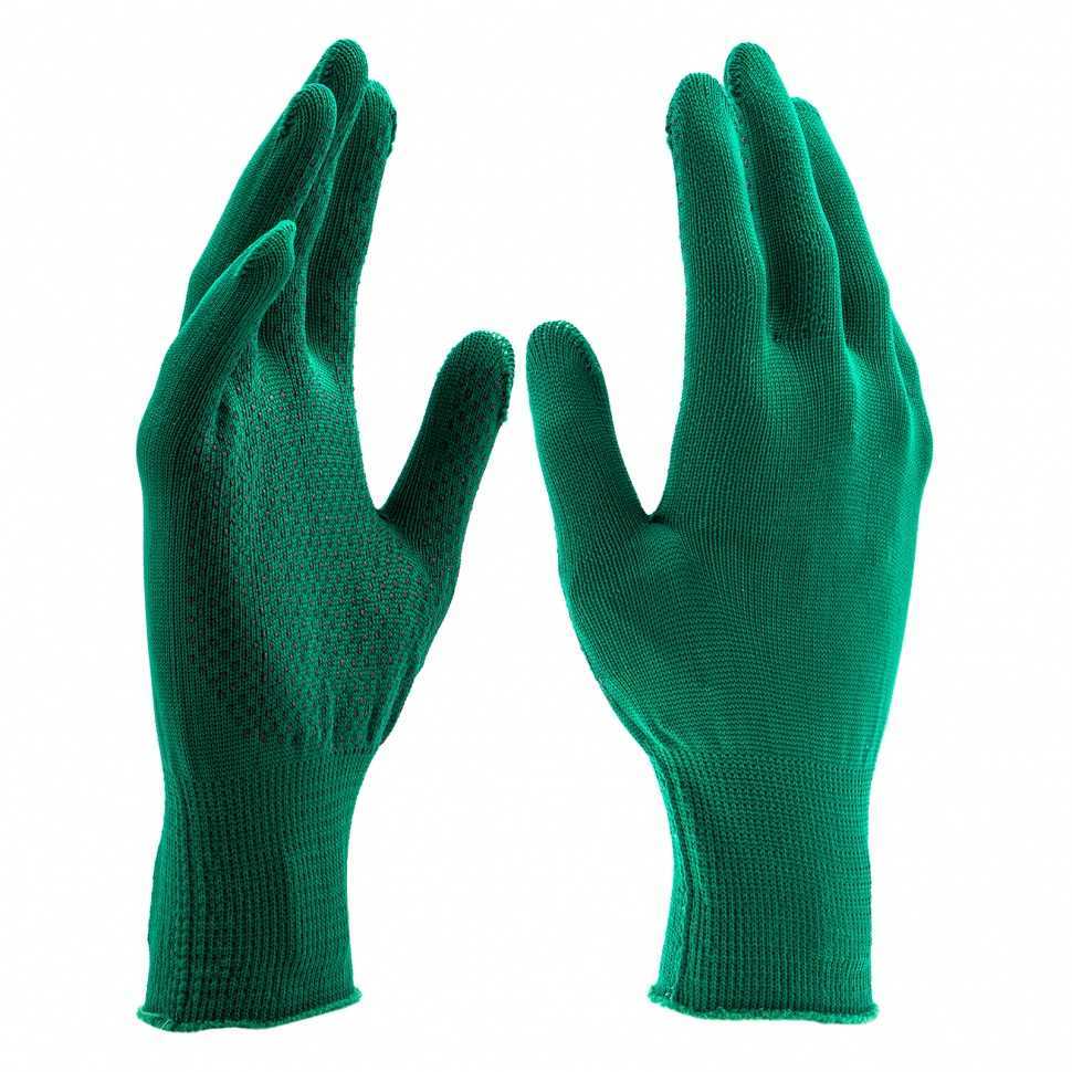 Перчатки Нейлон, ПВХ точка, 13 класс, цвет изумрудный, L Россия Садовые перчатки фото, изображение